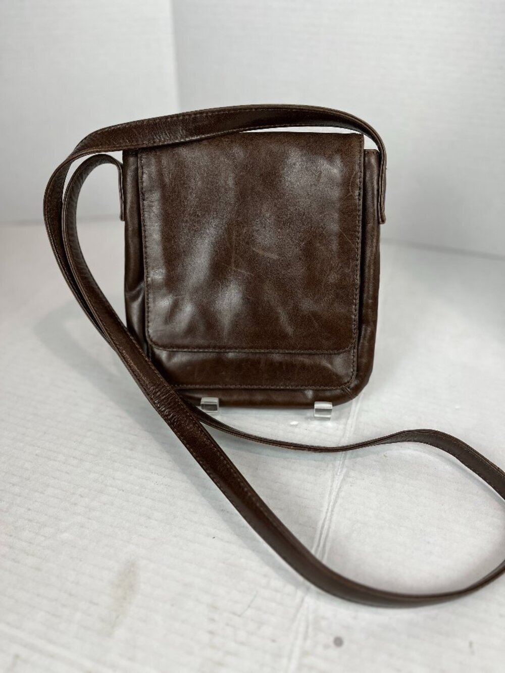 Womens Vintage Brown Leather HOBO Crossbody Bag, 8 x 8.5